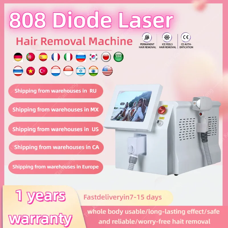 

Freezing Point Painless Hair Removal 808nm ICE Platinum Diode Laser Hair Removal Machine 755 808 1064nm For Salons