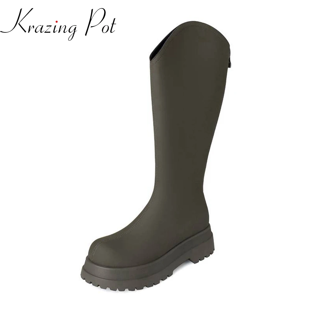 Krazing Pot Cow Split Leather Round Toe Riding Boots Med Heels Platform Solid Thick Bottom Street Wear Zipper Thigh High Boots
Krazing Pot Cow Split Leather Round Toe Riding Boots Med Heels Platform Solid Thick Bottom Street Wear Zipper Thigh High Boots