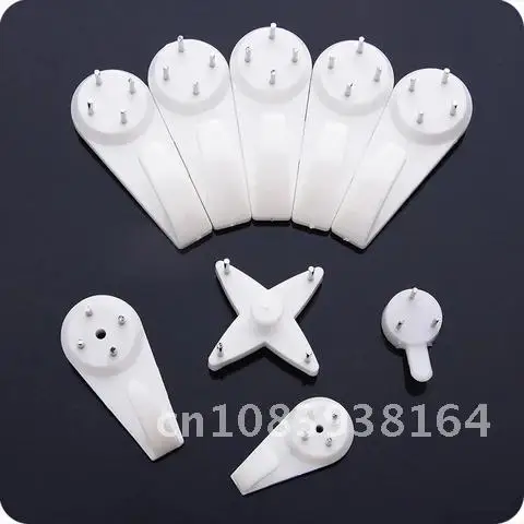 

10pcs Seamless White Plastic Invisible Wall Mount Photo Picture Frame Nail Hook Hanger Hard Picture Frame Wall Hooks Nail
