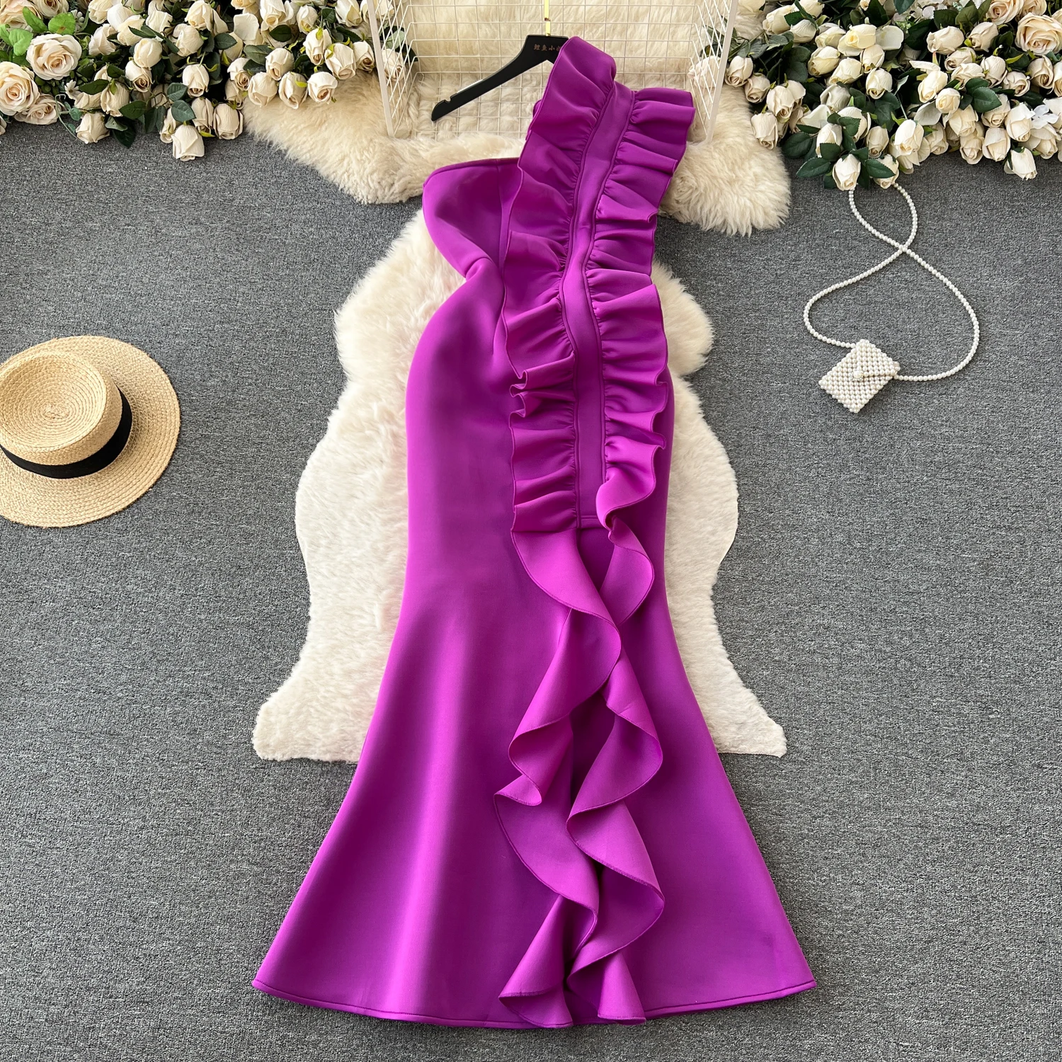 Elegant Sexy Backless High Waist Patchwork Ruffle Dress Fairy Vacation Vestidos Slim Women Party Trumpet Dress
Elegant Sexy Backless High Waist Patchwork Ruffle Dress Fairy Vacation Vestidos Slim Women Party Trumpet Dress