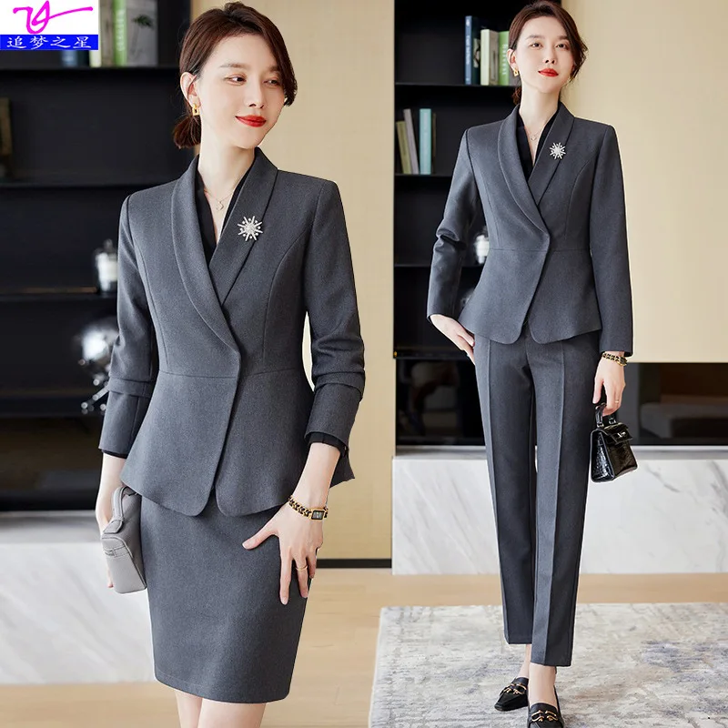 

Business Suit Female Autumn and Winter Long Sleeves Slim Temperament Sales Hotel 4S Store Manager Tooling Jewelry Shop Workwear