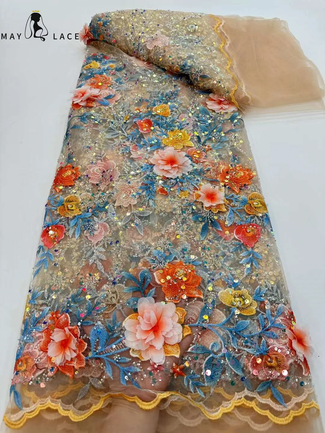 French Sequins Net Lace Fabric 2023 High Quality African 3D Lace Fabric Nigerian Embroidery Tulle Groom Lace Fabric For Women 
French Sequins Net Lace Fabric 2023 High Quality African 3D Lace Fabric Nigerian Embroidery Tulle Groom Lace Fabric For Women