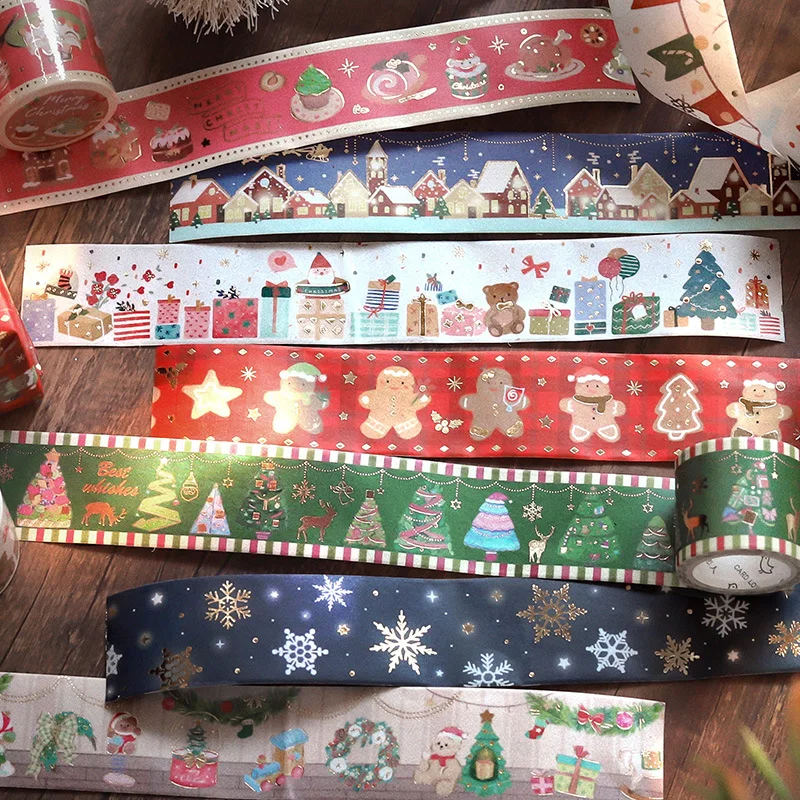 8 Styles Retro Christmas Eve Gold Stamping Masking Washi Tape Snowflake Xmas Tree DIY Decorative Adhesive Tape Stationery
8 Styles Retro Christmas Eve Gold Stamping Masking Washi Tape Snowflake Xmas Tree DIY Decorative Adhesive Tape Stationery