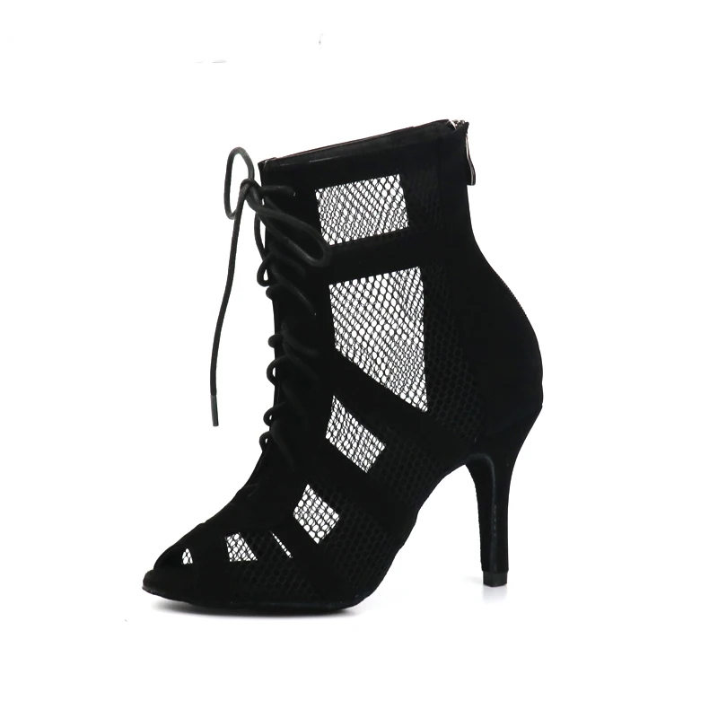 Женские туфли для латиноамериканских танцев, черные замшевые туфли на высоком каблуке, женские вечерние туфли Красного цвета