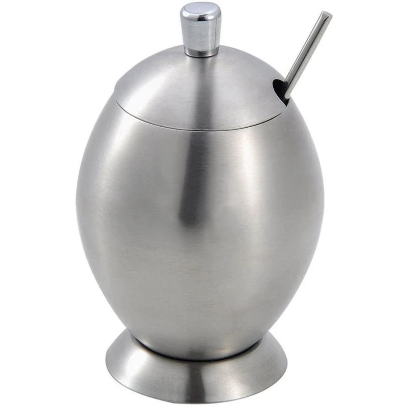 

Stainless Sugar/Salt Bowl With Lid And Serving Spoon,Seasoning Container Condiment Jar,Spice/Coffee/Tea Container