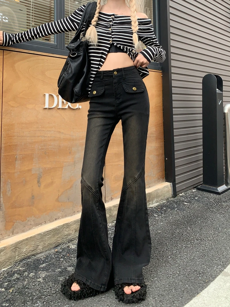 

Women's Bootcut Flare Denin Jeans 2024,High Waisted Black Jean Bell Bottom,Casual Washed Classic Flared Pant korean y2k clothing