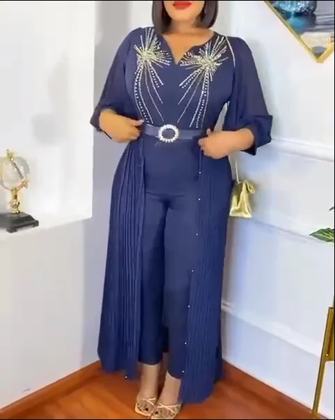 2023 African Clothes Spring Autumn African Women Jumpsuit Wedding Party Long Sleeve Rompers Chiffon Pants Set
2023 African Clothes Spring Autumn African Women Jumpsuit Wedding Party Long Sleeve Rompers Chiffon Pants Set