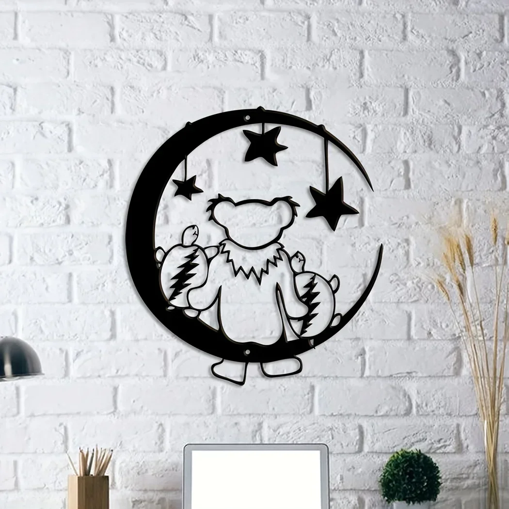 CIFBUY Decoration 1pc Bear Moon Metal Sign, Bear with Turtles Metal Wall Hanging Art, Metal Wall Mounted, Bear Sitting on The Mo 
CIFBUY Decoration 1pc Bear Moon Metal Sign, Bear with Turtles Metal Wall Hanging Art, Metal Wall Mounted, Bear Sitting on The Mo