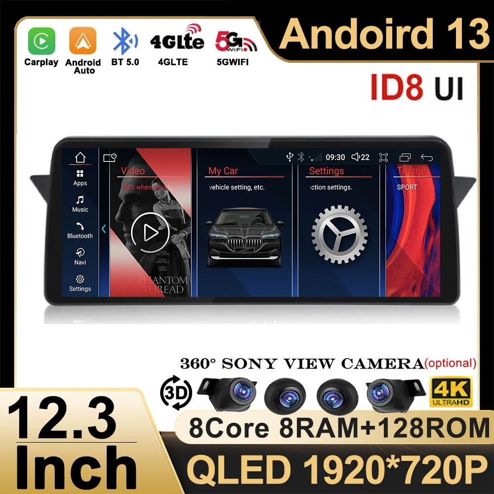 

12.3" ID8 Android 13 For BMW X1 E84 2009-2015 CIC iDrive Car Auto Player GPS Radio Navigation Stereo Video Multimedia IPS Screen