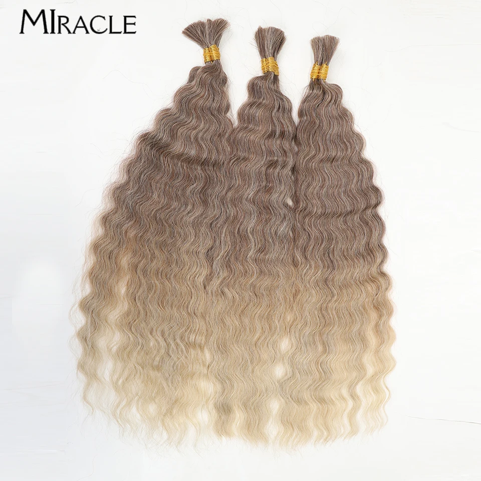 

MIRACLE 3PCS Curls Hair Extensions 24 Inch Crochet Braids Hair for Women Ginger Pink Blonde Water Wave Fake BraIding Hair