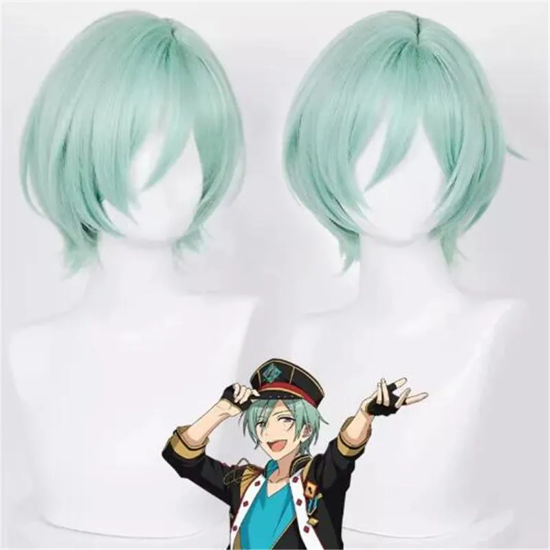 

Game Ensemble Stars Kazehaya Tatsumi Cosplay Wig Cyan Short Hair Heat Resistant Synthetic Halloween Party Accessories Props