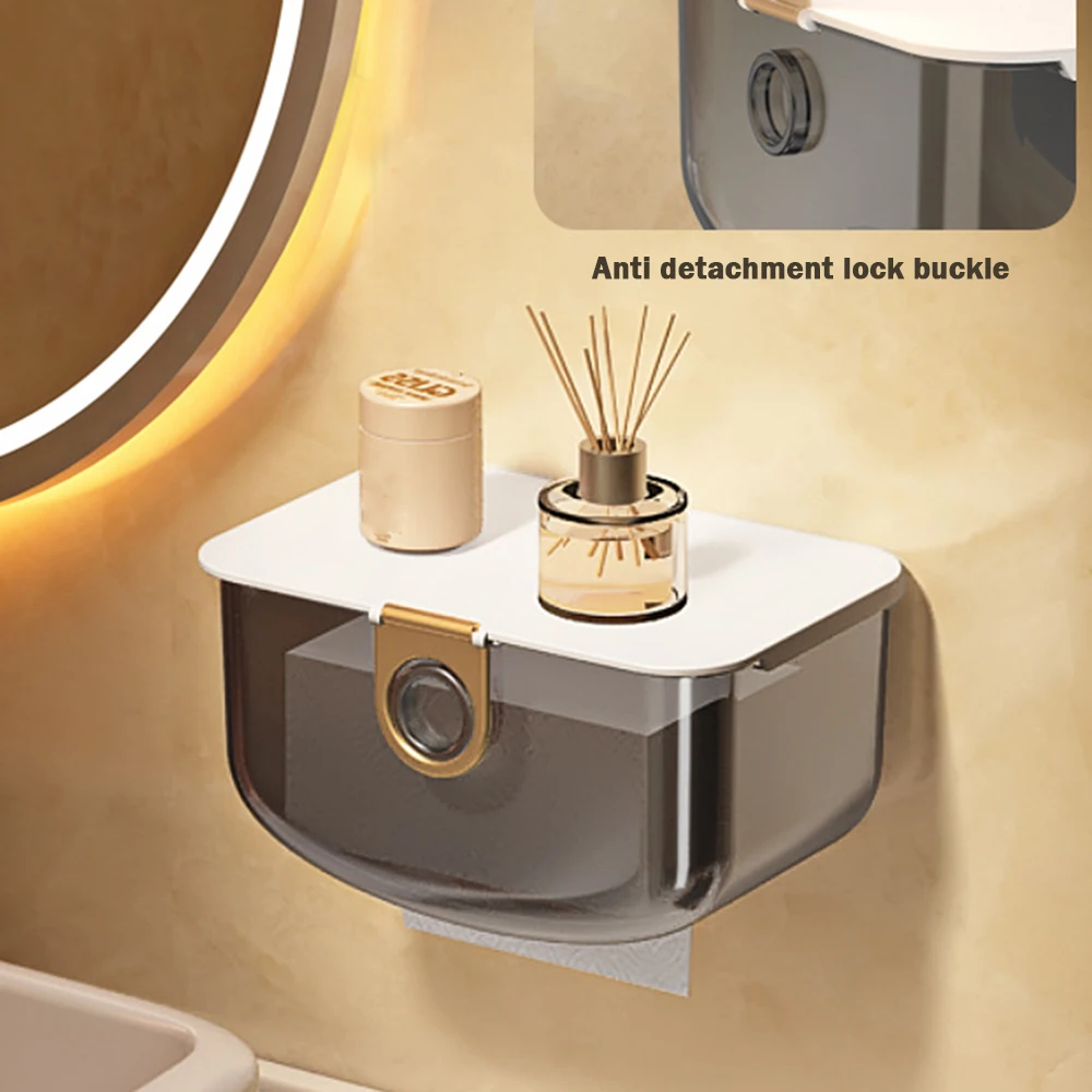 

Anti-Removal Lock Wall-Mounted Tissue Box Large Capacity Roll Paper Finishing Box For Bathroom