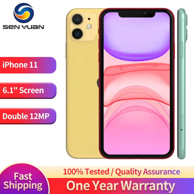 

Apple iPhone 11 6.1" Original Liquid Retina IPS LCD FACE ID A13 Genuine iPhone11 Unlocked 4G LTE Cell Phone