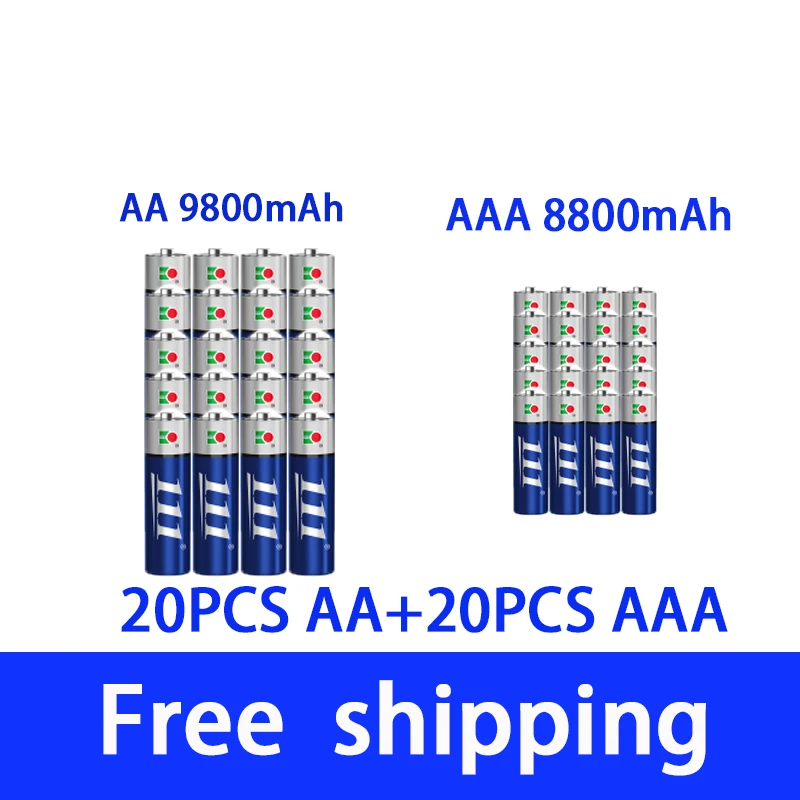 AAA + AA rechargeable AA 1.5V 9800mah - 1.5V AAA 8800mAh alkaline battery flashlight toy watch MP3 player, free delivery
AAA + AA rechargeable AA 1.5V 9800mah - 1.5V AAA 8800mAh alkaline battery flashlight toy watch MP3 player, free delivery