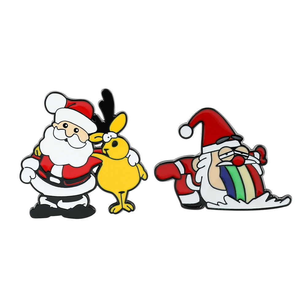 Funny Rainbow Vomit Santa Claus Enamel Pins Cartoon Moose Santa Brooch for Christmas New Clothing Pins Gifts Accessories
Funny Rainbow Vomit Santa Claus Enamel Pins Cartoon Moose Santa Brooch for Christmas New Clothing Pins Gifts Accessories
