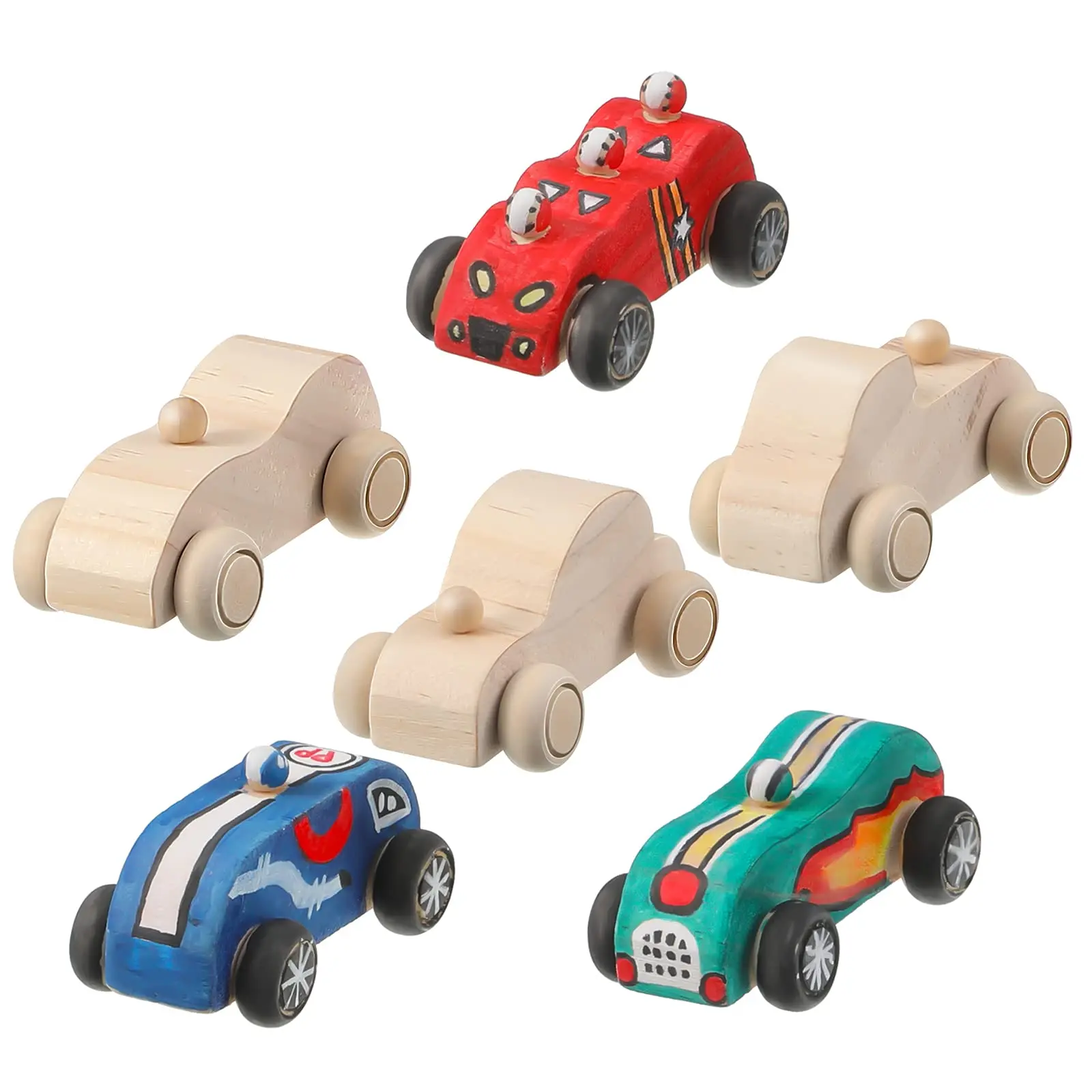 

6Pcs Unfinished Wood Cars Wooden Race Car Crafts DIY Car Toys for Students Home Activities Craft Projects and Family Time Set