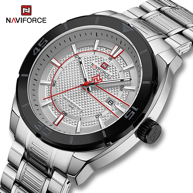 

NAVIFORCE Classic Quartz Calendar Man Wristwatches Stainless Steel Sport Male Clock 30m Waterproof Men's Watch 9210 Reloj Hombre