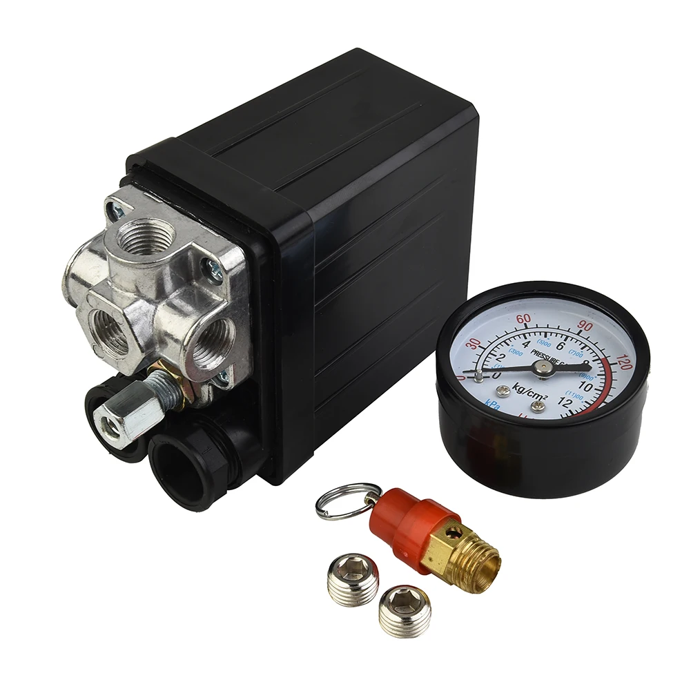 175psi 4 Port Air Compressor Pressure Switch Manifold Regulator Aluminum Alloy Safety Pressure Valve All Black Bracket
175psi 4 Port Air Compressor Pressure Switch Manifold Regulator Aluminum Alloy Safety Pressure Valve All Black Bracket