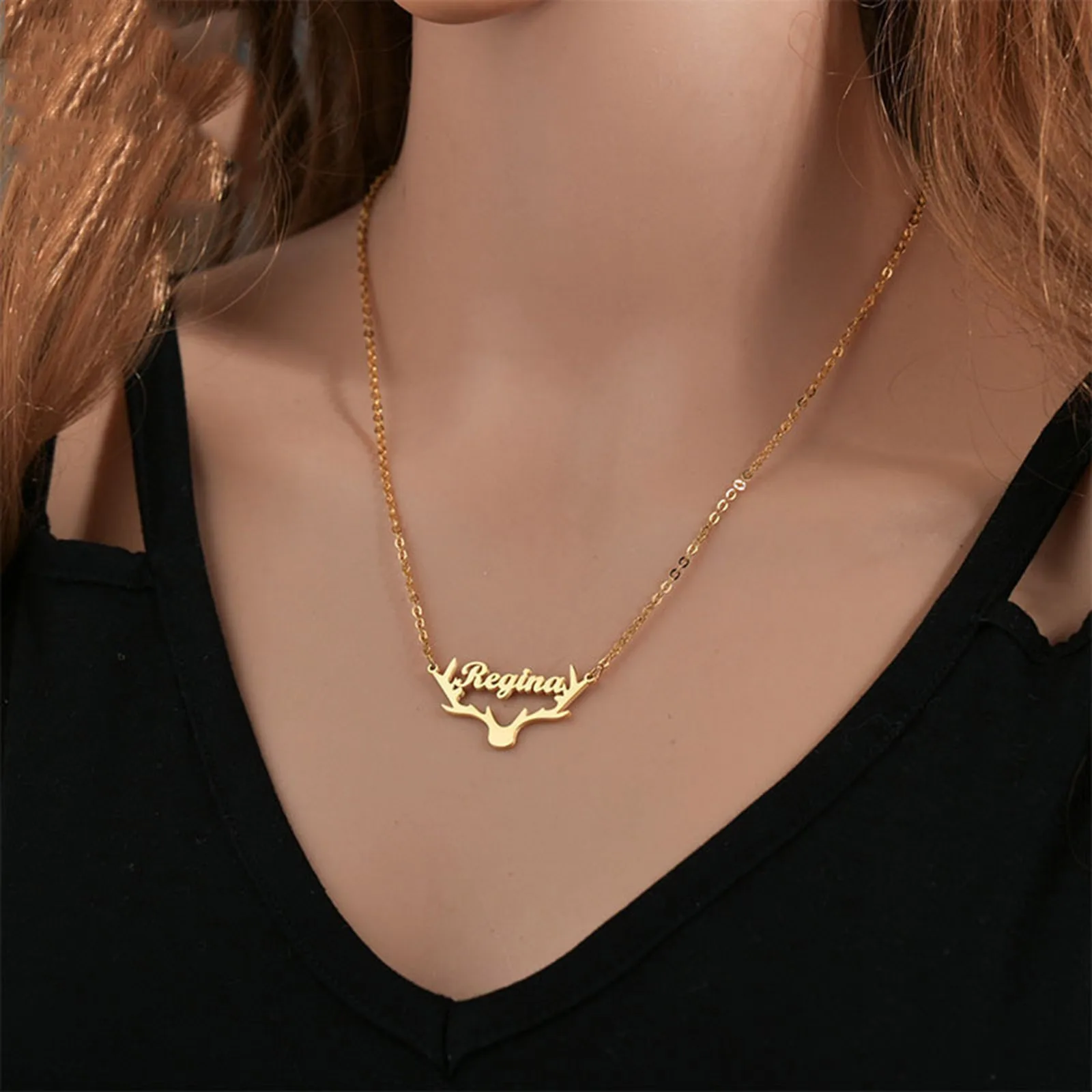 Elk Custom Name Necklace Personalized Golden Choker Stainless Steel Necklaces For Women Man Customized Jewelry Couple Gift 45cm
Elk Custom Name Necklace Personalized Golden Choker Stainless Steel Necklaces For Women Man Customized Jewelry Couple Gift 45cm