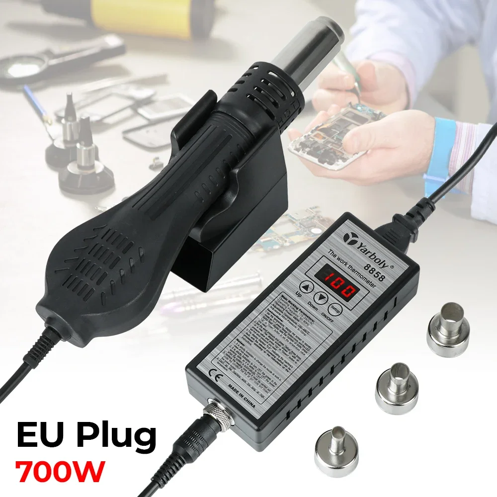 Portable Heat Gun LED Digital Hair Dryer for Soldering Welding Repair Tools Micro Rework Soldering Station 700W Hot Air Gun 8858
Portable Heat Gun LED Digital Hair Dryer for Soldering Welding Repair Tools Micro Rework Soldering Station 700W Hot Air Gun 8858