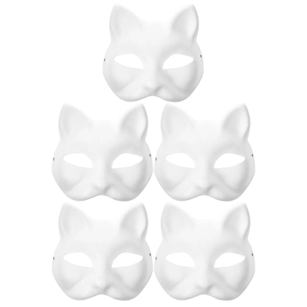 

10/6/5/3pcs Masquerade Cat Face Masks DIY Party Masks Props Paintable Blank Masks Party Cosplay Accessories