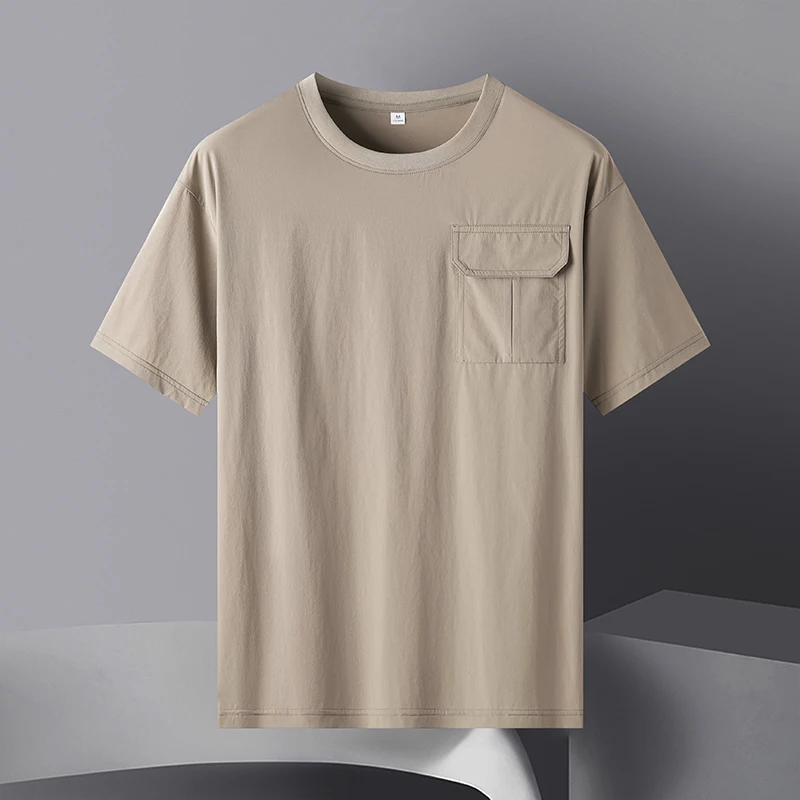 

HIP HOP Sports T Shirt Streetwear Mens T-shirts Casual 2024 Summer Short Sleeves Black Khaki Tshirt Tees Oversize 4XL 3XL
