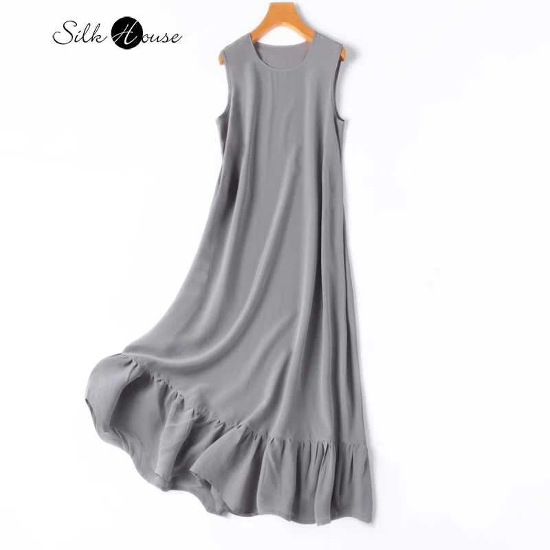 2024 Women's Summer New 100% Natural Mulberry Silk 04 Crepe De Chine Extended Round Neck Sleeveless Loose Ruffled Hem Dress
2024 Women's Summer New 100% Natural Mulberry Silk 04 Crepe De Chine Extended Round Neck Sleeveless Loose Ruffled Hem Dress