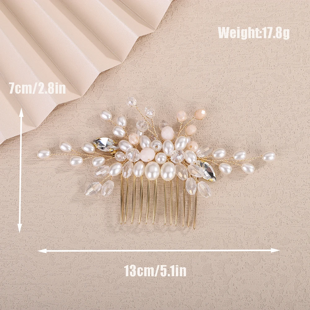 Pearl Crystal Bride Hair Comb for Wedding Hair Accessories Rhinestone Bridal Side Hair Comb Party Hair Jewelry for Women Girl 7 S92a13a3c62a8438aad100d7df920fb444