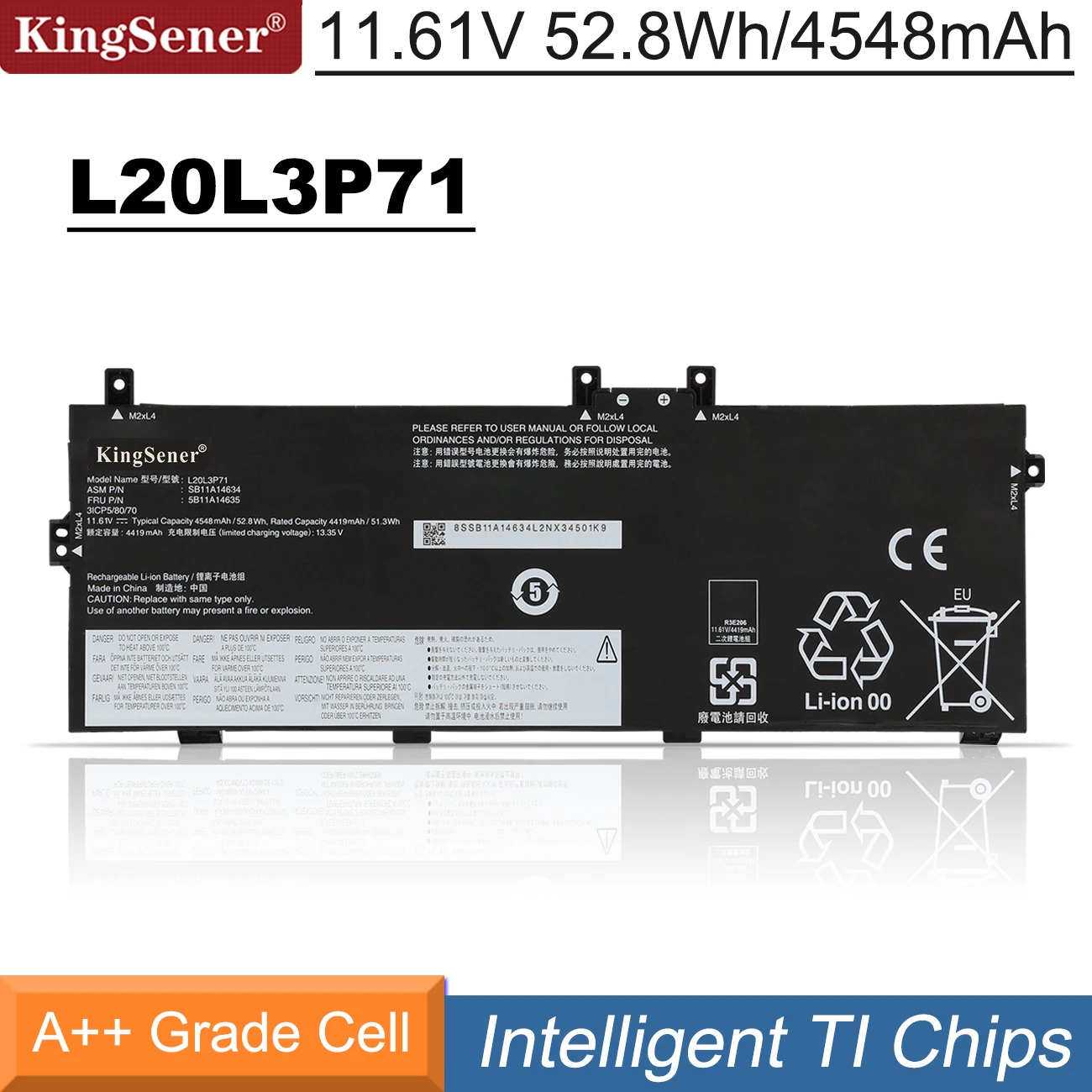KingSener L20L3P71 L20M3P71 Laptop Battery for Lenovo ThinkPad X13 Yoga Gen 2 2021 Gen 3 2022 Series L20C3P71 11.61V 4548mAh
KingSener L20L3P71 L20M3P71 Laptop Battery for Lenovo ThinkPad X13 Yoga Gen 2 2021 Gen 3 2022 Series L20C3P71 11.61V 4548mAh