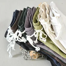 Summer Pants Linen Fiber Drawtstring Casual Pants Solid Color Breathe Cool Ankle Length 9 Part Pants Street Fashion Bottoms Men Summer Pants Linen Fiber Drawtstring Casual Pants Solid Color Breathe Cool Ankle Length 9 Part Pants Street Fashion Bottoms Men