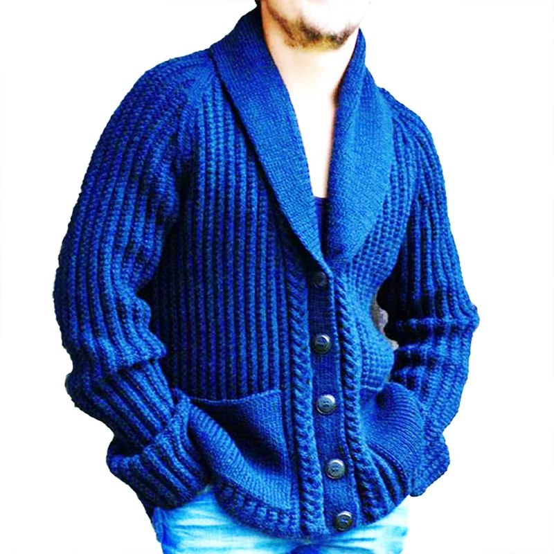 Men's Cable Knit Cardigan Sweater Shawl Collar Loose Fit Long Sleeve Casual Cardi Blue Polyester Solid Color
Men's Cable Knit Cardigan Sweater Shawl Collar Loose Fit Long Sleeve Casual Cardi Blue Polyester Solid Color