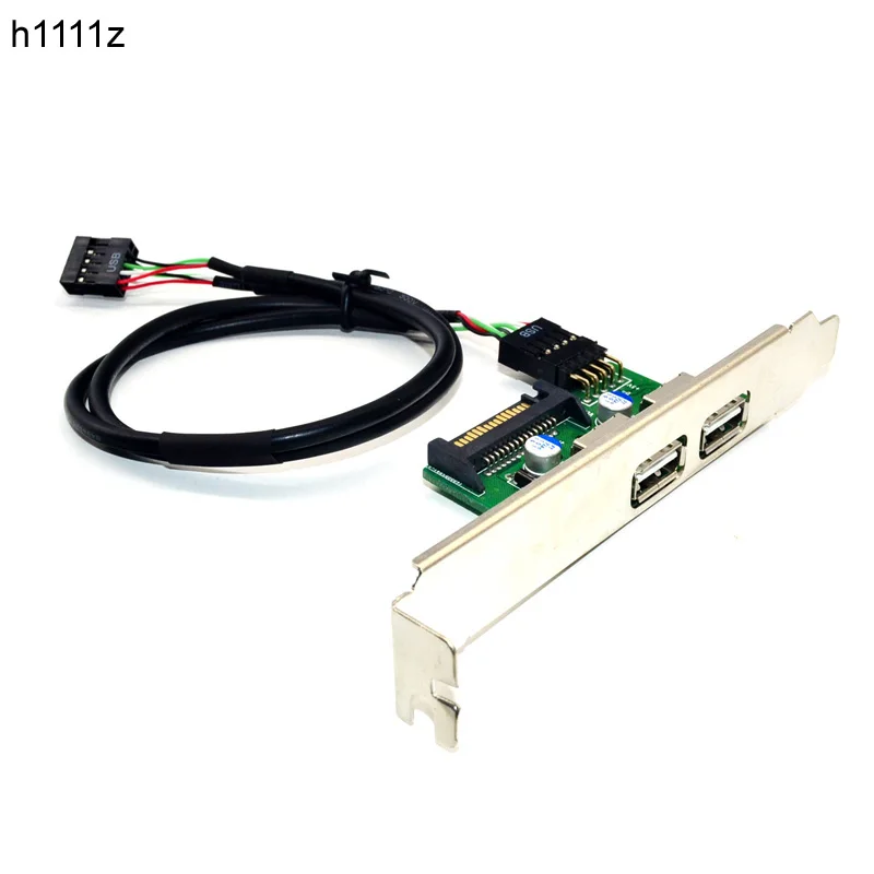 

30cm PC Mainboard 9pin to Dual USB 2.0 Port Motherboard 2 USB2.0 PCI Panel Bracket 9Pin Extension Cable USB Expansion Card Riser