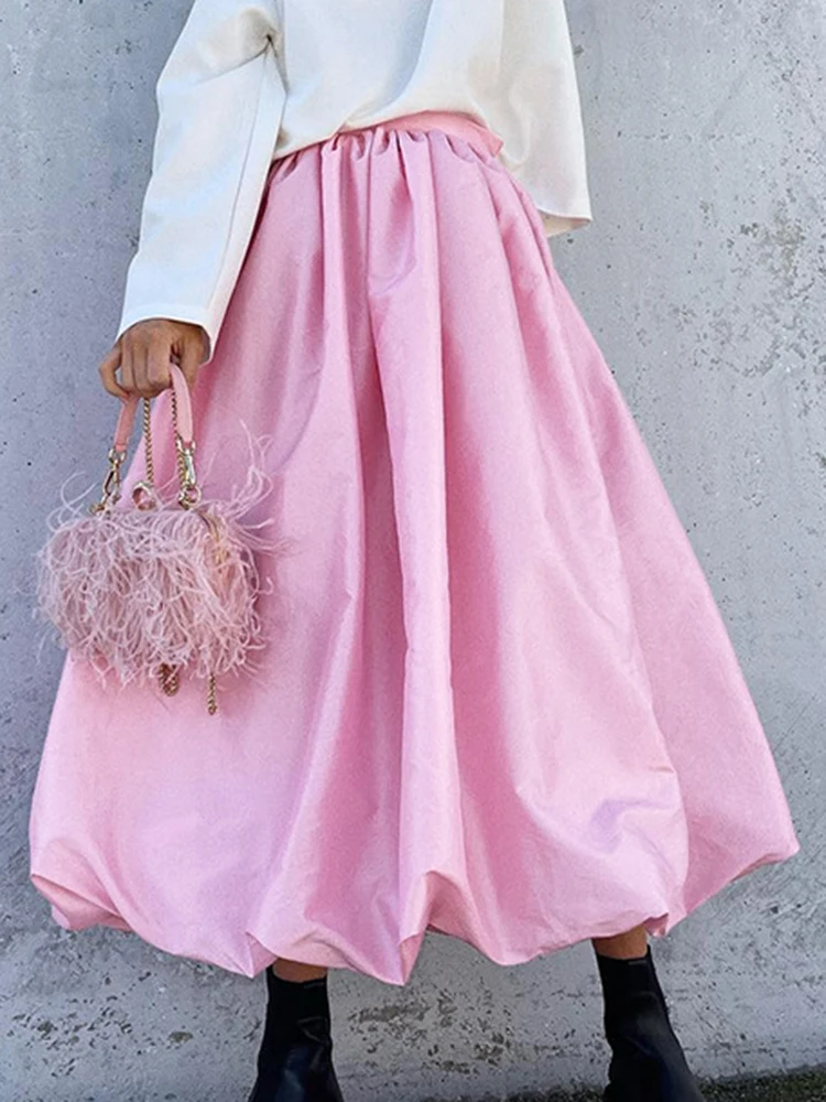Elegant Loose Pink Skirts Women Fashion High Waist Ball Gown Skirts Spring Pleated Long Skirts Female Casual Vintage Party Dress 
Elegant Loose Pink Skirts Women Fashion High Waist Ball Gown Skirts Spring Pleated Long Skirts Female Casual Vintage Party Dress