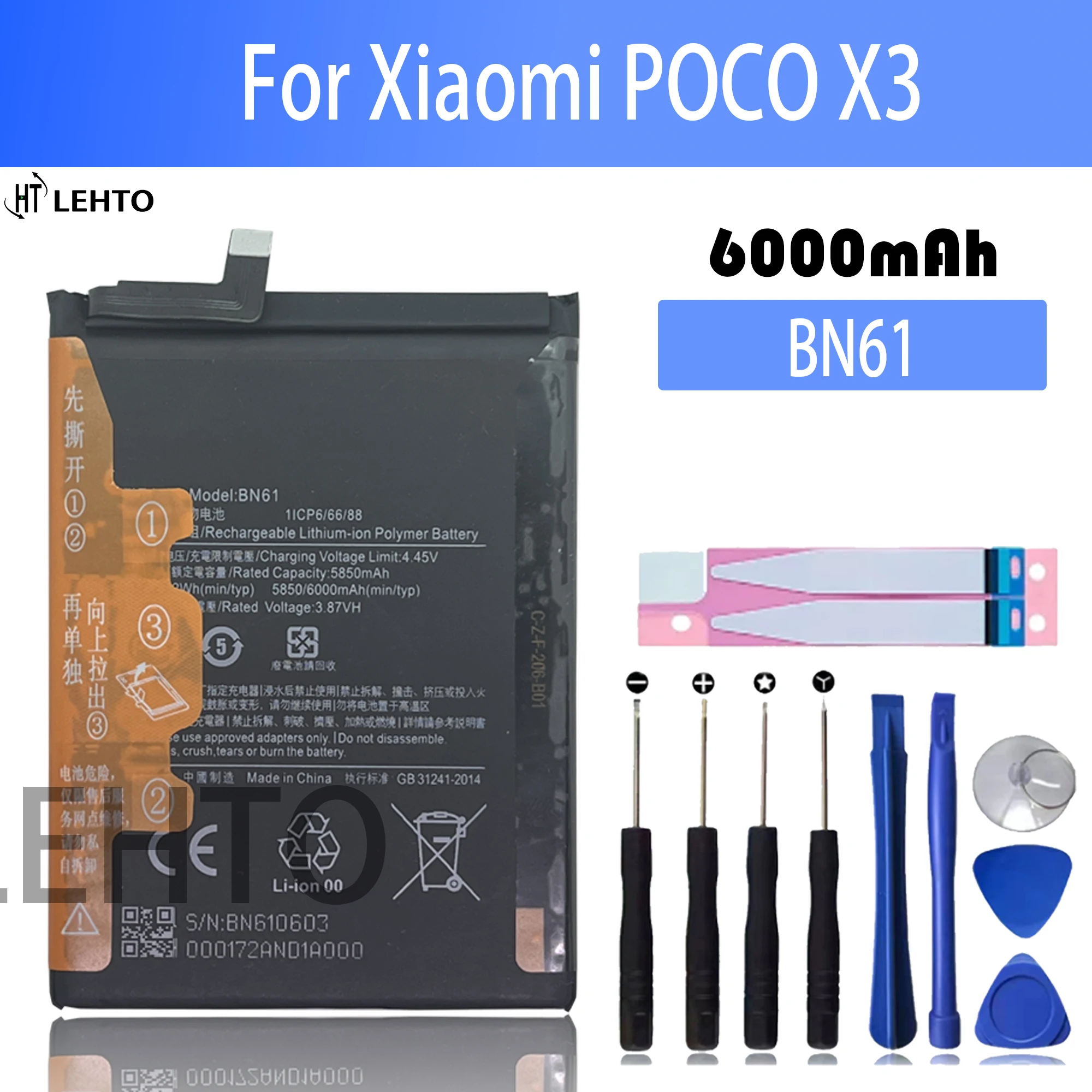 

Аккумулятор BN61 для Xiaomi POCO X3, аккумуляторы для телефонов, аккумулятор + инструменты, 100% оригинал