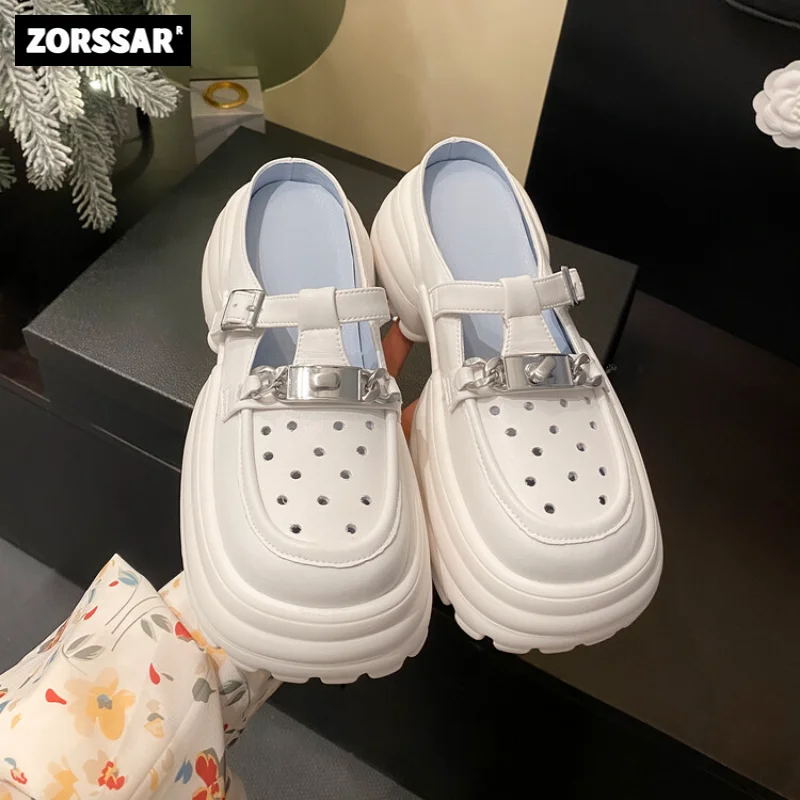 Women Sandals Fashion Breathable Mules shoes Chunky Heels Platform Slippers Genuine Leather Thick bottom Pumps Woman Slides
Women Sandals Fashion Breathable Mules shoes Chunky Heels Platform Slippers Genuine Leather Thick bottom Pumps Woman Slides