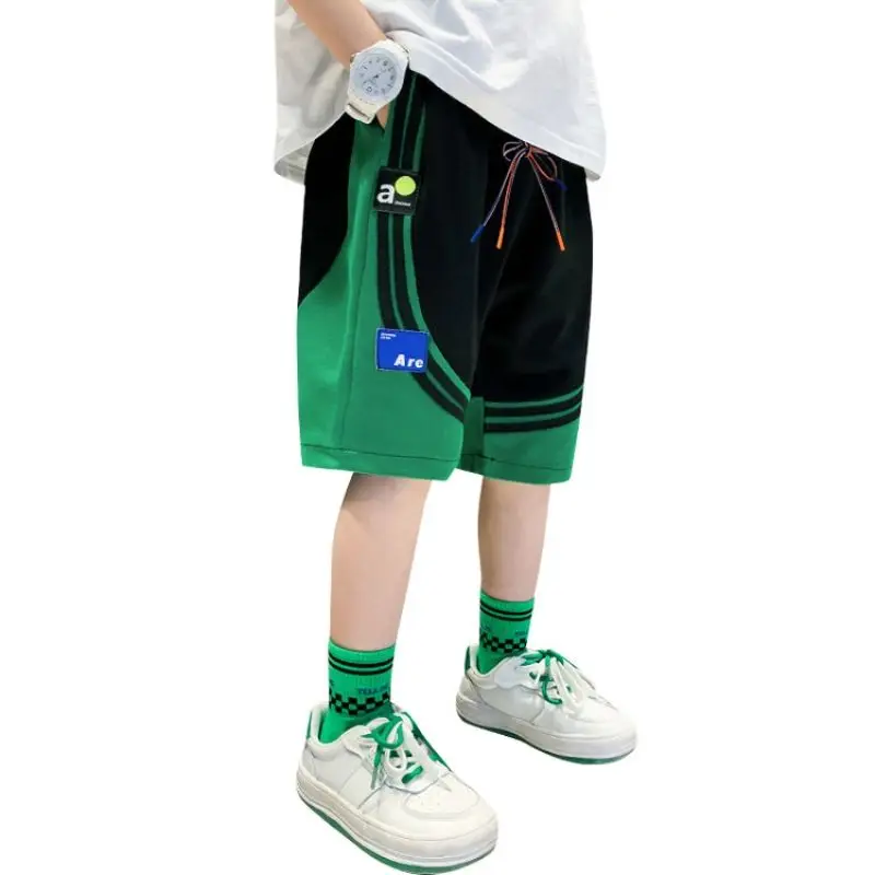 

Summer Kids Boys Shorts Letter Print Shorts Sport Pants 5-14 Years Teens Boy Korean Casual Short Sweatpants Knee Length Clothing