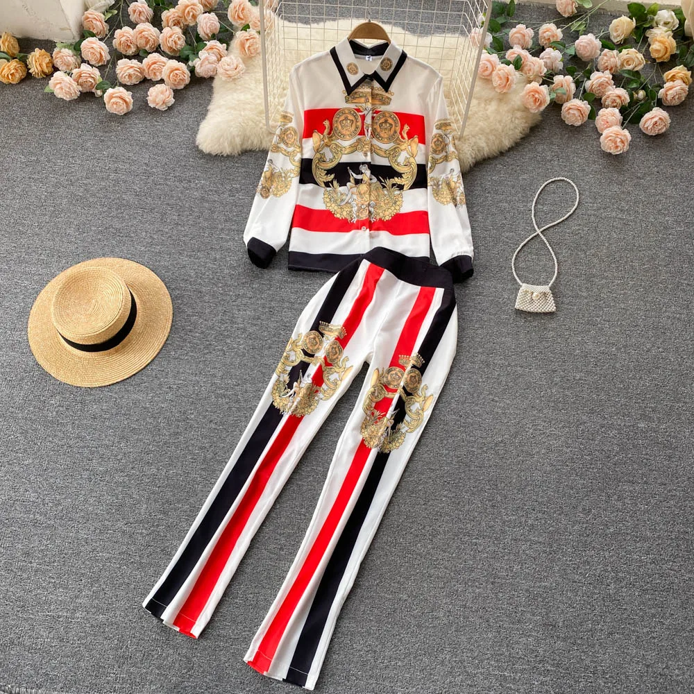 Early Spring New Fashion Lapel Temperament Printed Shirt Women's Slim Fit and Thin Feet Casual Pants Two-piece Suit
Early Spring New Fashion Lapel Temperament Printed Shirt Women's Slim Fit and Thin Feet Casual Pants Two-piece Suit