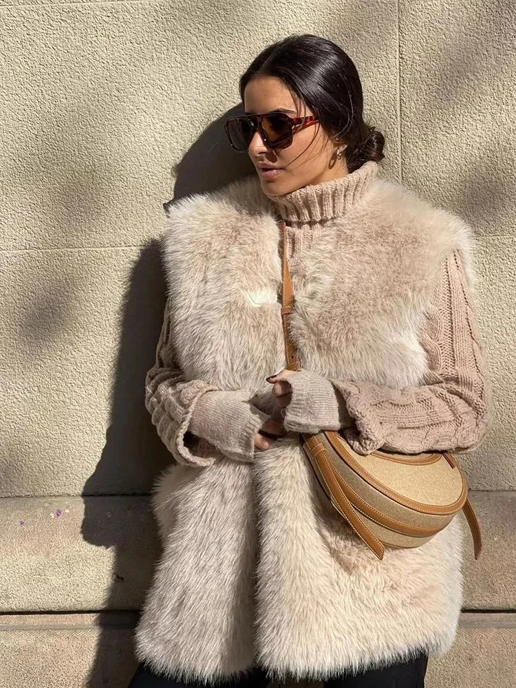 Y2K Artificial Vest Winter Mid Length Jacket With Fur Fashion Sleeveless Solid Coat Top Women's Waistcoat Outerwear
Y2K Artificial Vest Winter Mid Length Jacket With Fur Fashion Sleeveless Solid Coat Top Women's Waistcoat Outerwear