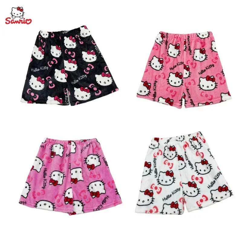 

6Colors Sanrio Hello Kitty Fleece Coral Pajama shorts Soft shorts Women Casual Home shorts Kawaii Anime Cartoon Birthday Gift