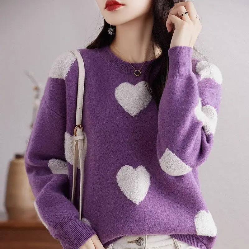 Women's Autumn Winter Solid Round Neck Colored Plush Geometric Pattern Long Sleeve Sweater Knitted Casual Loose Undershirt Tops
Women's Autumn Winter Solid Round Neck Colored Plush Geometric Pattern Long Sleeve Sweater Knitted Casual Loose Undershirt Tops