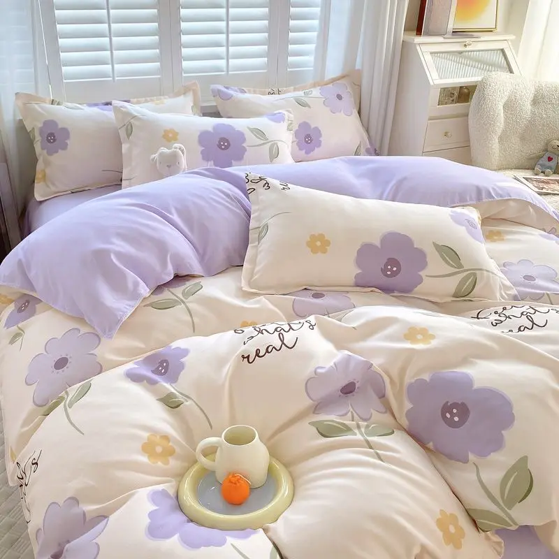Bedding Set New Brushed Four-piece Set Thickened Bed Sheet Quilt Cover Summer Washed Cotton Student Three-piece Bedding
Bedding Set New Brushed Four-piece Set Thickened Bed Sheet Quilt Cover Summer Washed Cotton Student Three-piece Bedding