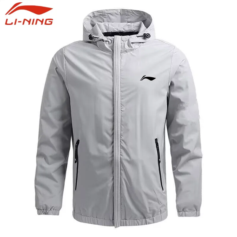 

Li-Ning Spring Autumn men's brand printed stand collar casual zipper jacket Outdoor sports coat windbreaker jacket windproof