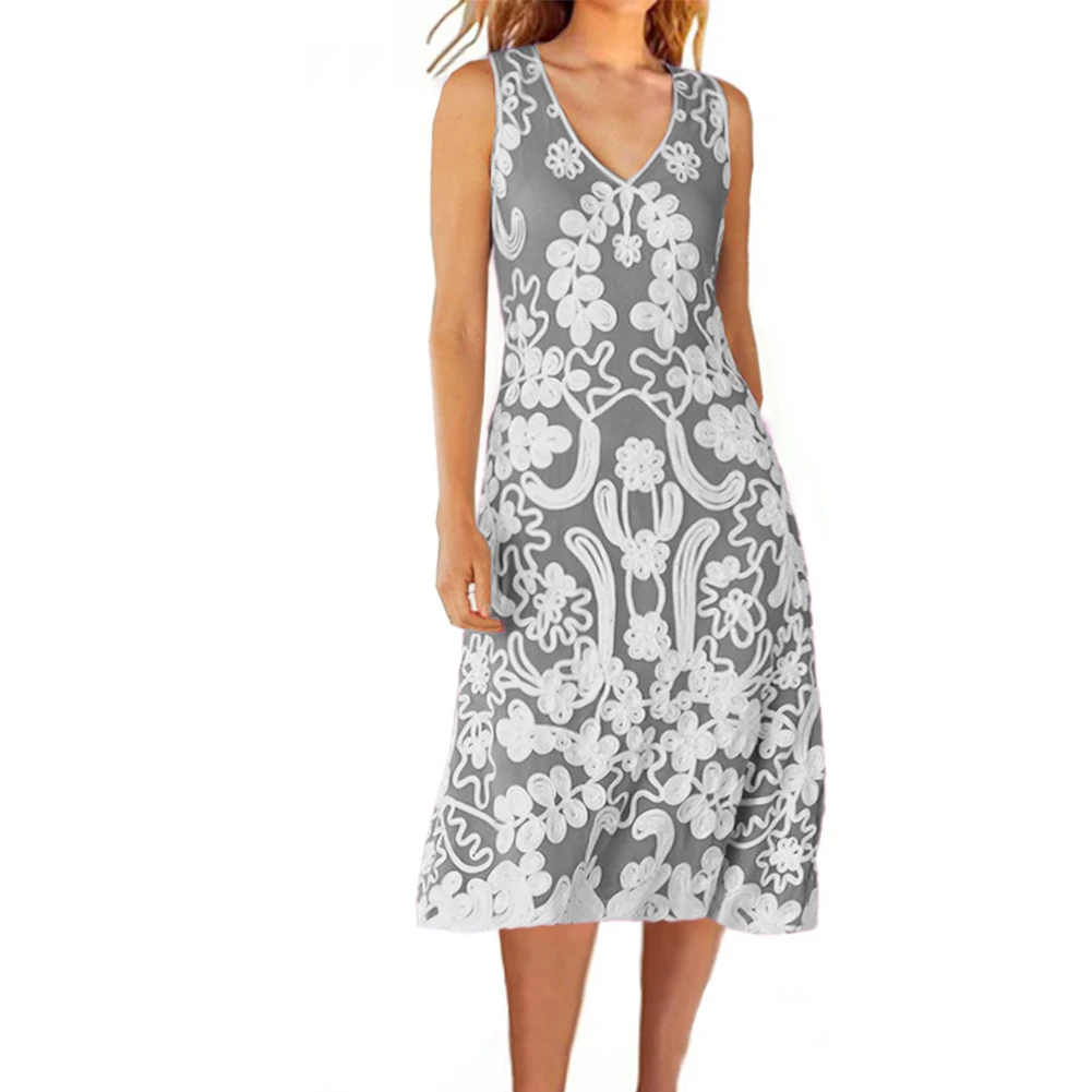 Women Summer Fashion Floral Print Mid-calf Dress Ladies Lovely Casual Loose Flower 3D Printing Dress Sleeveless Streetwear 2023
Women Summer Fashion Floral Print Mid-calf Dress Ladies Lovely Casual Loose Flower 3D Printing Dress Sleeveless Streetwear 2023