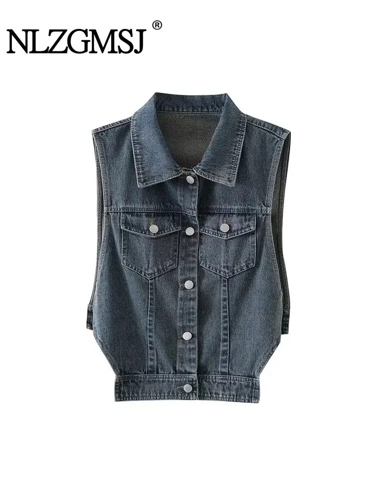 Nlzgmsj TRAF 2023 New Vintage Turn-down Collar Sleeveless Slim Single Breasted Denim Coat Outwear Short Denim Jean Vests
Nlzgmsj TRAF 2023 New Vintage Turn-down Collar Sleeveless Slim Single Breasted Denim Coat Outwear Short Denim Jean Vests