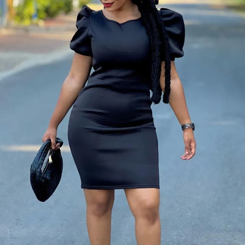 2024 Fashionable Light Mature Women Summer Explosions Short-sleeved Round Neck Temperament Slim Solid Color Bubble Sleeve Dress
2024 Fashionable Light Mature Women Summer Explosions Short-sleeved Round Neck Temperament Slim Solid Color Bubble Sleeve Dress