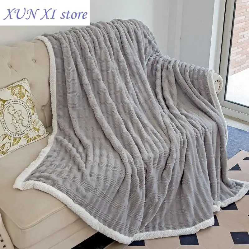 

New Double-layer Velvet Plus Lamb Velvet Autumn Winter Warm Blanket Bed Blanket Lunch Break Nap Throw Blanket Sofa Blanket