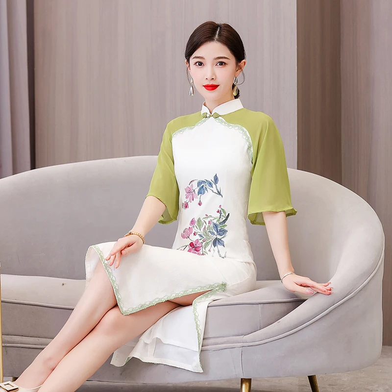 2023 summer new girl new Chinese cheongsam national style improved daily temperament evening dress
2023 summer new girl new Chinese cheongsam national style improved daily temperament evening dress