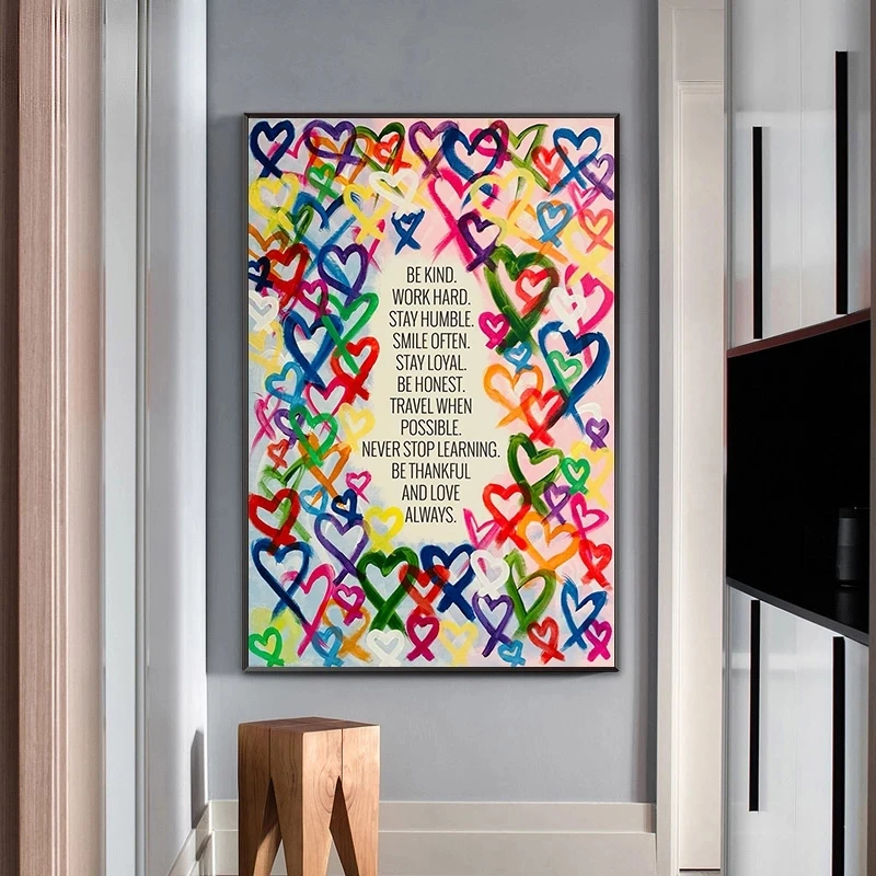 Colorful Heart Posters and Prints Modern Be Kind and Love Always Canvas Painting Wall Art Pictures for Living Room Decor Cuadros
Colorful Heart Posters and Prints Modern Be Kind and Love Always Canvas Painting Wall Art Pictures for Living Room Decor Cuadros