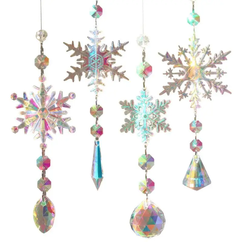 

Christmas Crystal Sun Catcher Hanging Crystal Pendant Colorful Snowflake SuncatchersFor Home Decoration Christmas Weddings More