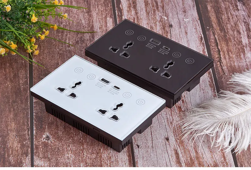 مقبس جداري مزدوج قابس كهربائي عالمي ، منفذ مع USB ، مفتاح لمس من النوع C ، اليكسا ، صوت جوجل ، تحكم ذكي 6 مقبس جداري مزدوج قابس كهربائي عالمي ، منفذ مع USB ، مفتاح لمس من النوع C ، اليكسا ، صوت جوجل ، تحكم ذكي